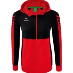 ERIMA Damen Six Wings Trainingsjacke mit Kapuze rot schwarz