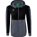 ERIMA Damen Six Wings Trainingsjacke mit Kapuze grau schwarz