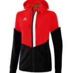 ERIMA Damen Squad Trainingsjacke mit Kapuze rot schwarz