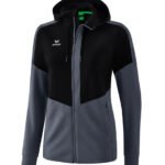 ERIMA Damen Squad Trainingsjacke mit Kapuze schwarz grau