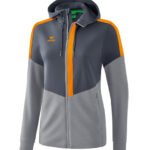 ERIMA Damen Squad Trainingsjacke mit Kapuze grau orange