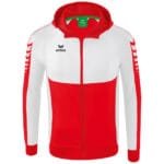 ERIMA Kinder Six Wings Trainingsjacke mit Kapuze rot weiß