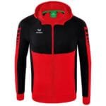 ERIMA Kinder Six Wings Trainingsjacke mit Kapuze rot schwarz