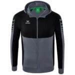 ERIMA Kinder Six Wings Trainingsjacke mit Kapuze grau schwarz