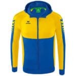 ERIMA Kinder Six Wings Trainingsjacke mit Kapuze blau gelb