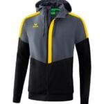 ERIMA Squad Tracktop Jacke mit Kapuze grau schwarz